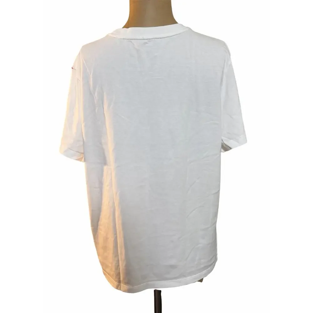 Tory Sport Crewneck T-shirt Tempo Chevron Short Sleeve White Cotton